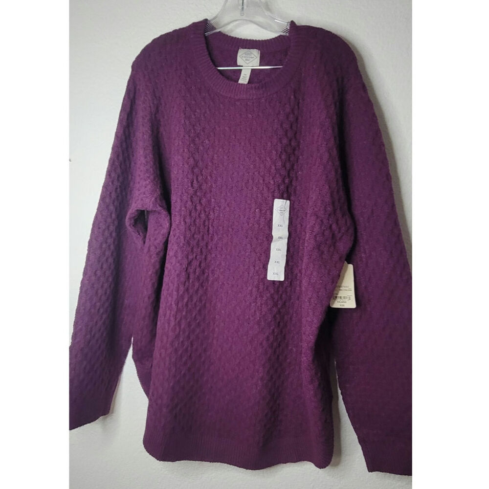 NWT Women's Plum St. John's Bay Honeycomb Textured Crewneck Sweater Size 2X